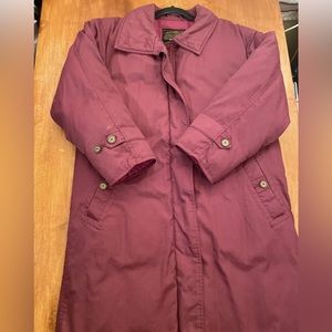 Vtg Eddie Bauer Goose Down Puffer Lined Long Parka - Burgundy M